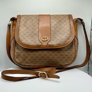 Gucci Brown Tan Monogram Crossbody Bag